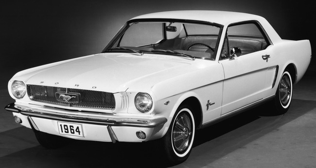  the 1964 Mustang simple and sleek and often white